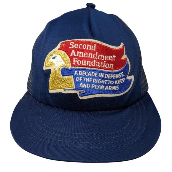 Second Amendment Foundation Snapback Trucker Cap Blue One Size Mesh Back - Picture 1 of 9
